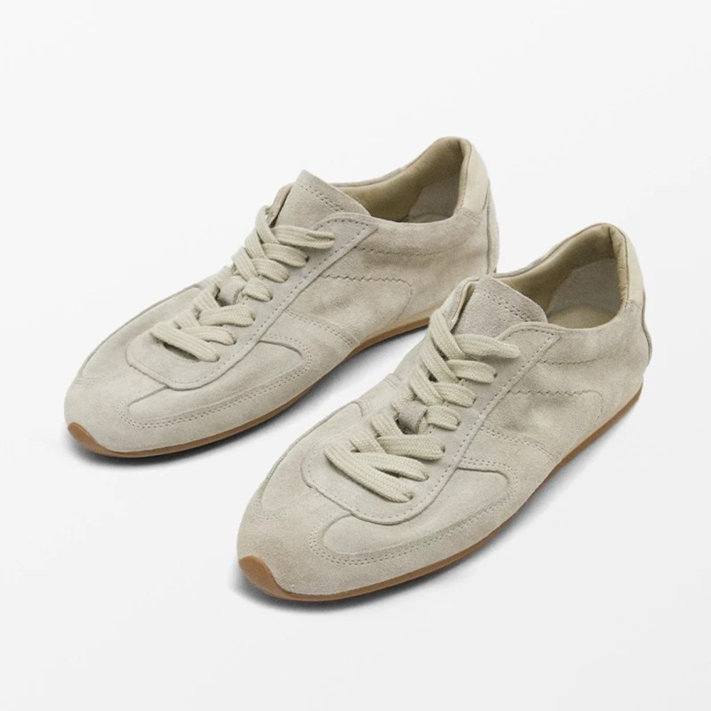 Massimo Dutti Trainers Suede Beige Casual Sneakers